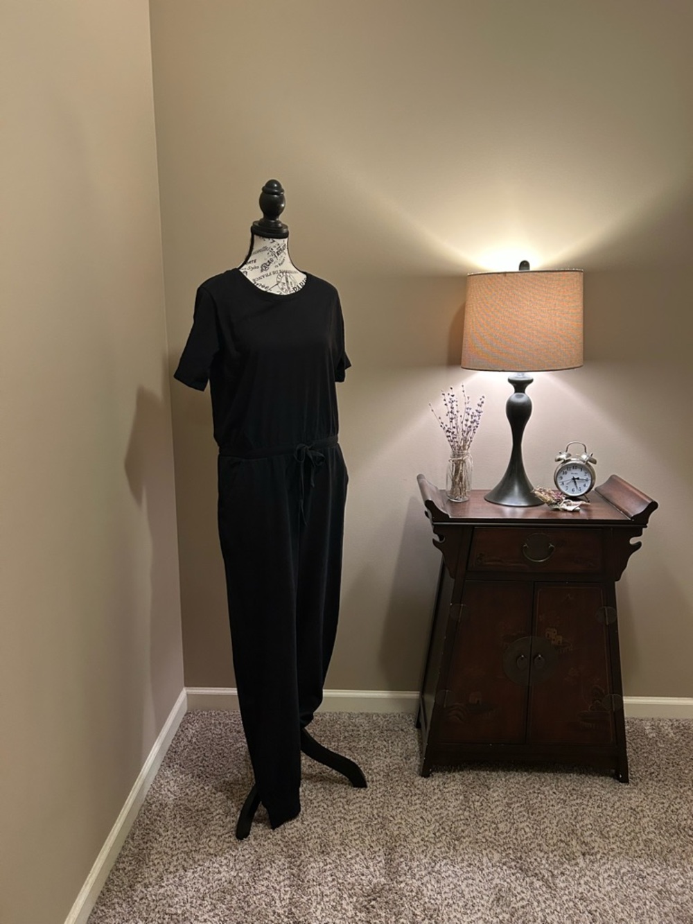 Pact Organic Cotton Classic Black Short-Sleeve jogger  Jumpsuit
